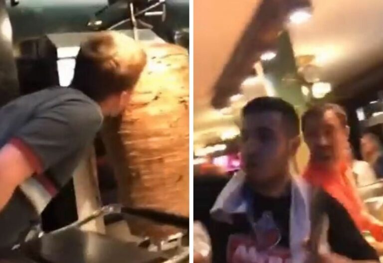 No lo haga compa: Taquero golpea a joven por morder su trompo de carne taquero golpea